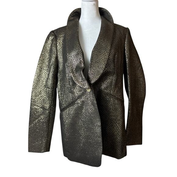 Anne Klein Long Sleeve Button Front Elegant Gold Women's Jacket Sz M  NWT - Picture 1 of 10